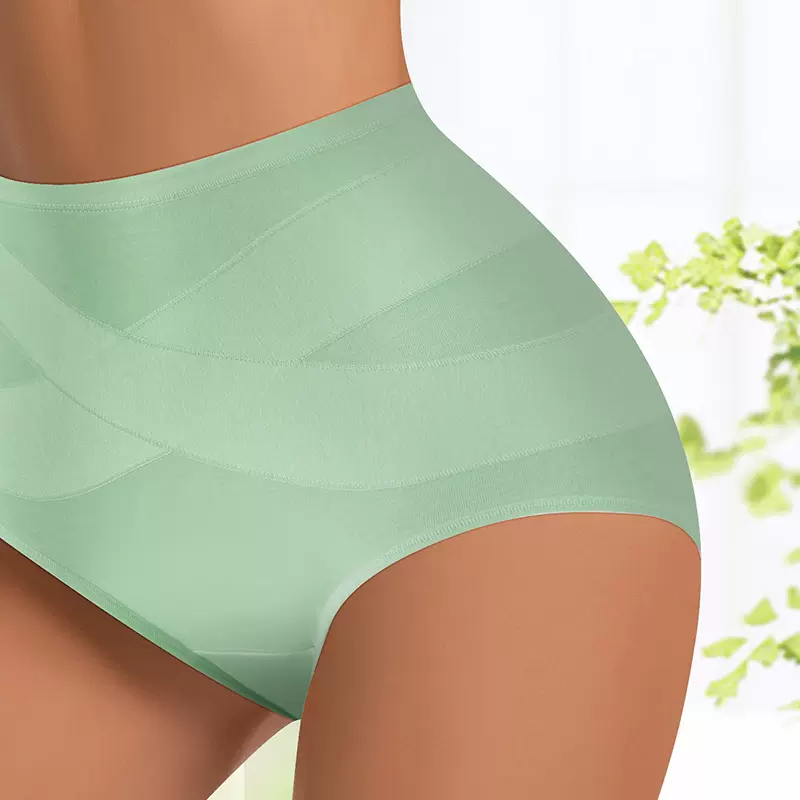 跨境款欧美尺码高腰内裤提臀收腹三角裤大码女士内裤胖MM塑身内裤