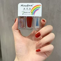 Набор лаков для ногтей MAXFINE из трех флаконов, быстросохнущий, стойкий, на водной основе, с возможностью снятия, готов к продаже