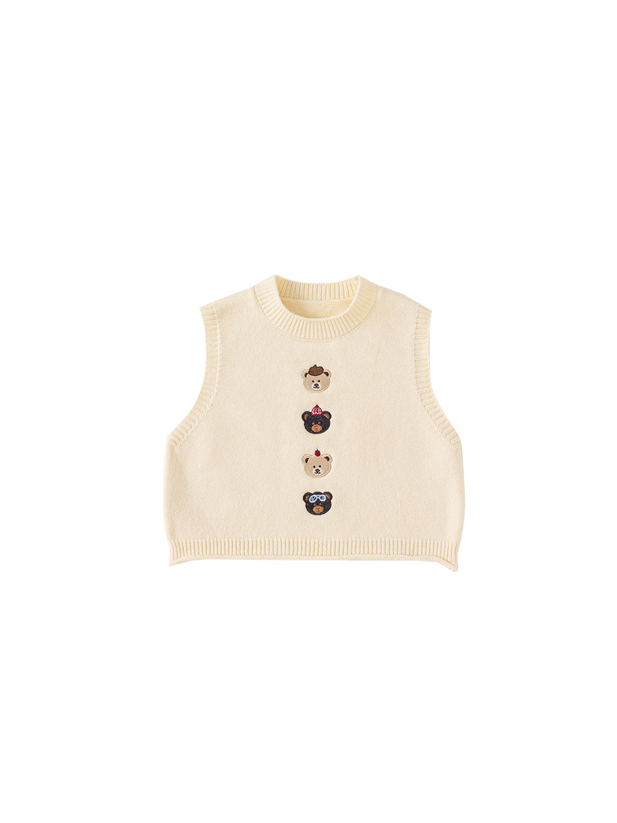 Bangchoan ropa para niños chaleco de otoño 2025 oso de dibujos animados chaleco de punto para niños suéter clip de caballo ropa de niñas