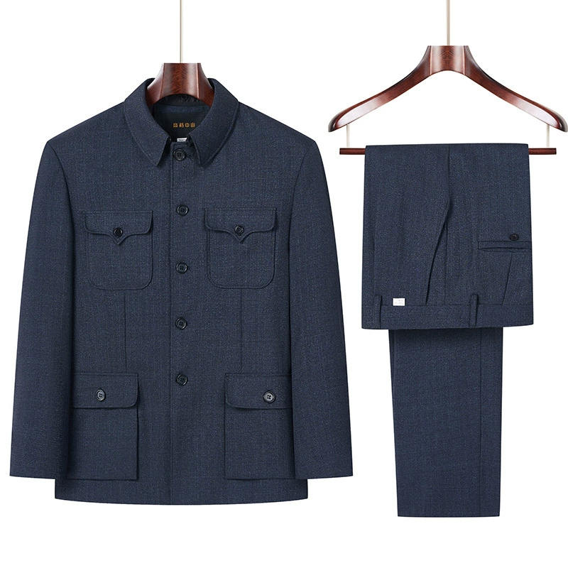 Мужские костюмы среднего и пожилого возраста, папины весенне-осенние куртки, китайские костюмы Тан, костюмы дедушки, повседневная одежда в стиле милитари.