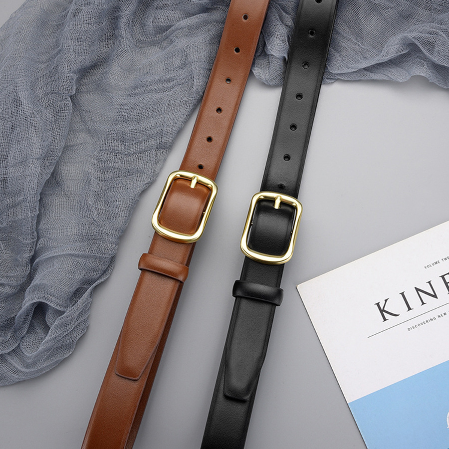 Cinturón de mujer hebilla simple todo-fósforo nuevo traje decorativo cinturón de jeans negro de alto grado simple Generación de cabello