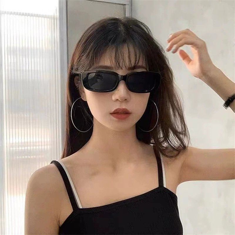 Sunglasses (TikTok) Rectangular Hip-Hop Style, Fluorescent Lenses, Solar-Activated