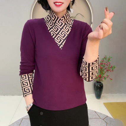 Half Turtleneck Bottoming Shirt 2023 Winter New Style Foreign Style Inner Layer Warm and Versatile Splicing Design T-Shirt Long Sleeves