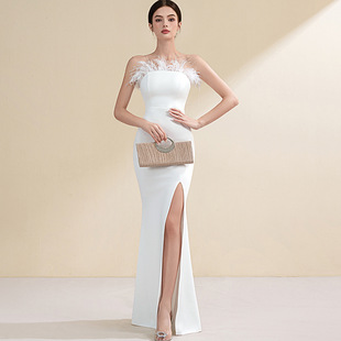 Evening Dress Dress Feminine Style Light Luxury Niche High-end High-end Sense Socialite Style Sexy Split Shine Long dress