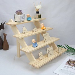 シンプル多目的手作り植物実木花架実木階段式棚多層テーブル収納棚
