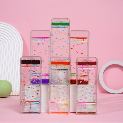 A variety of creative double-heart oil drop desktop ornaments liquid hourglass toy timer students and children quicksand gift batch