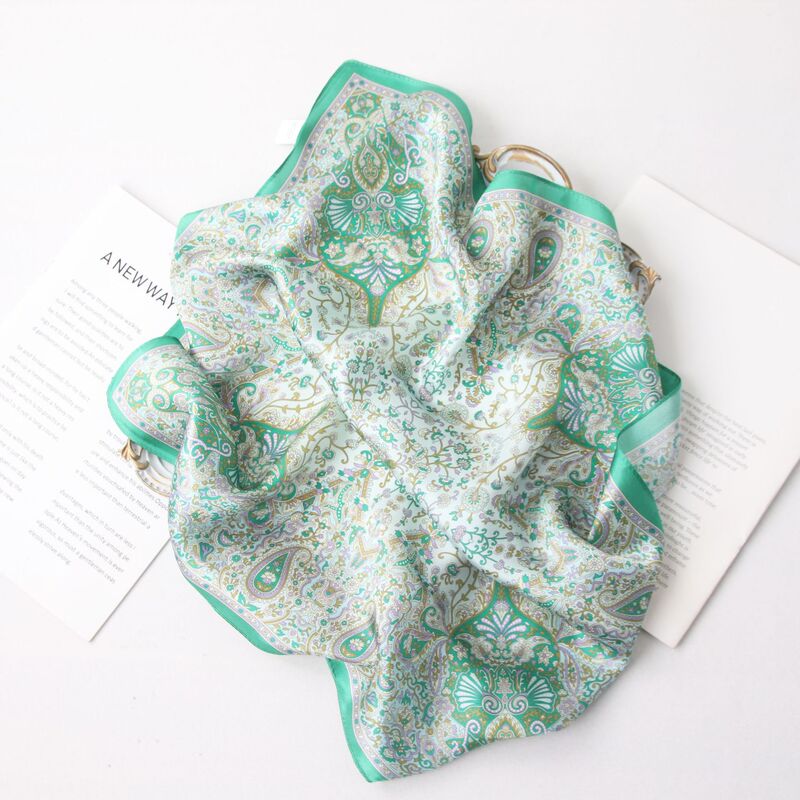 53 Small Square Scarf Cashew Flower Silk Mulberry Silk Square Scarf Women's Spring & Fall Versatile Neck Protector Decorative Thin Scarf