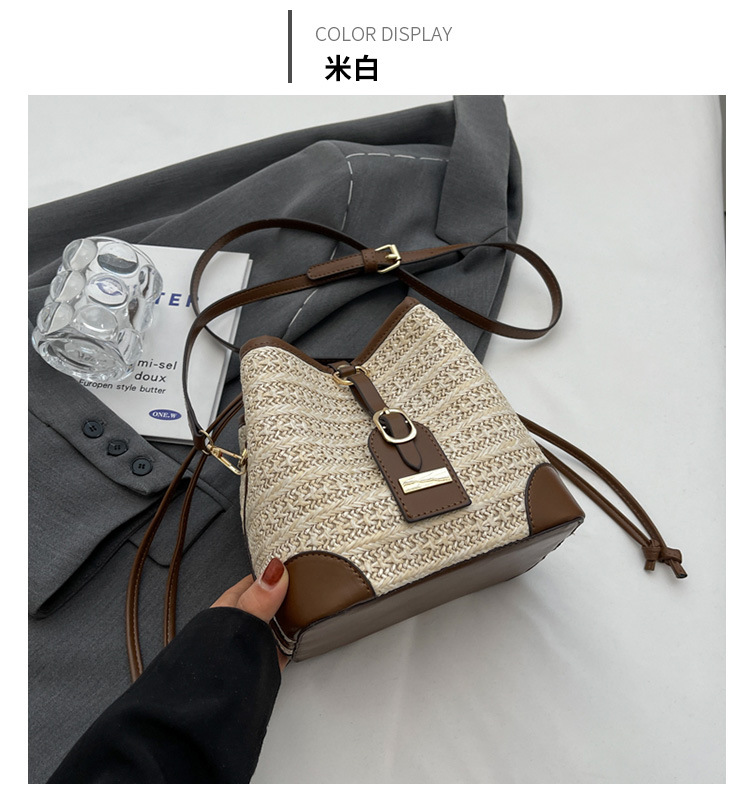 Bolsos de cubo de mano de alta sensación 2026 nuevo cross-border retro tejido de color versátil bolso de hombro