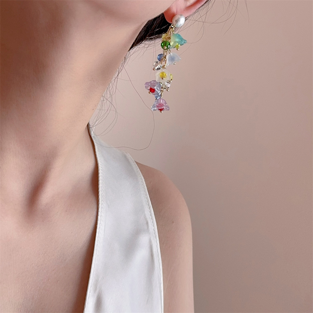 Drop Earrings Classification 1 Pair Quantity 1 Pair Casual Elegant Sweet Flower Plating Alloy Plastic Drop Earrings