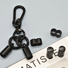 8mm手机挂绳合金钩扣螺丝电泳黑吊钟弹簧圈套装 登山车用钥匙扣