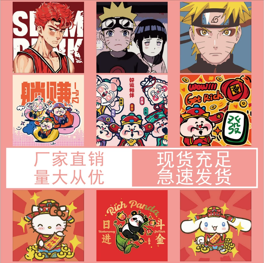 Набор для рисования по номерам «Бог удачи» с цветочным пейзажем Sanrio, аниме, ручная роспись, детский декоративный набор для творчества ESY