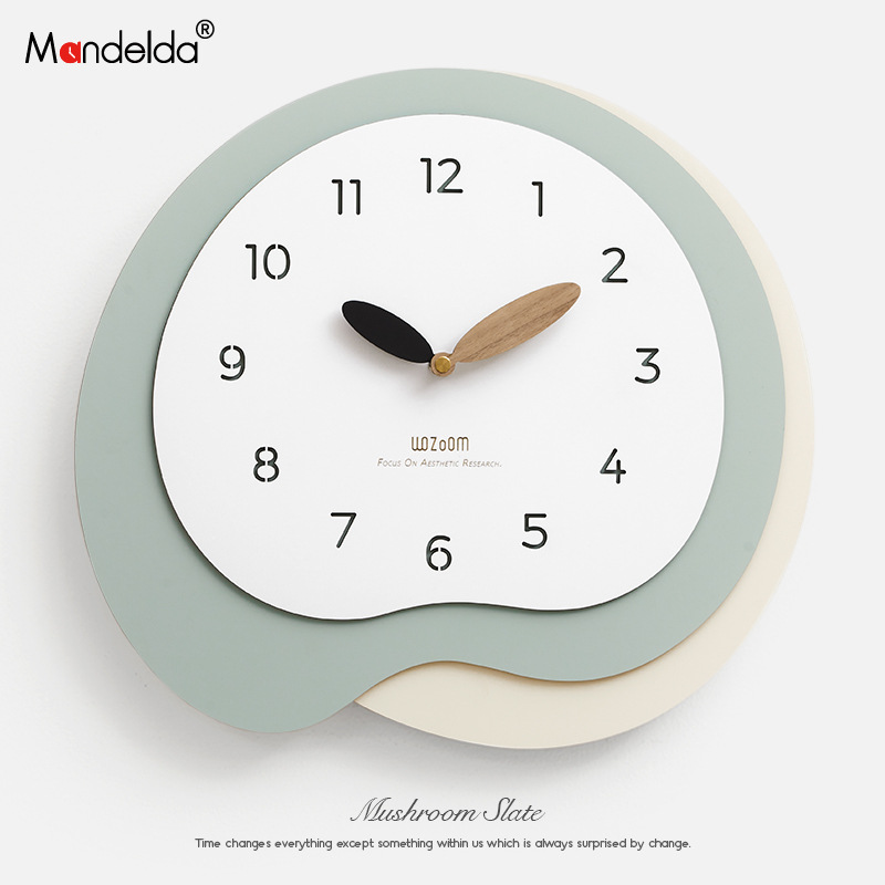 Mandelda Punch-free Clock Living Room Cute Clock Decoration Creative Home Nordic Wall Clock
