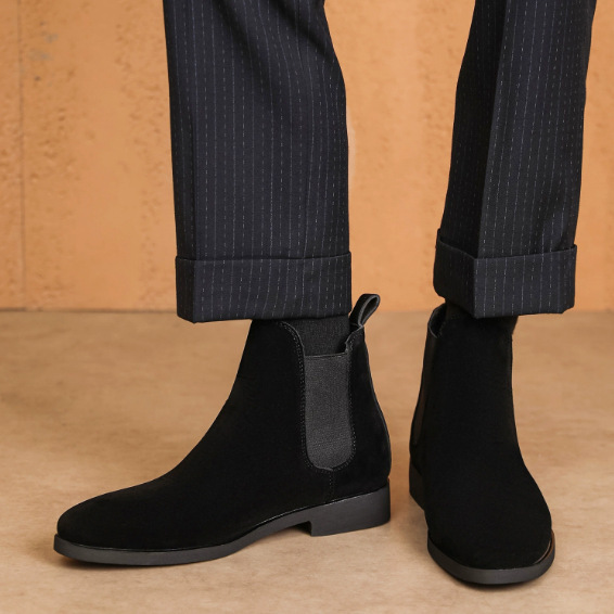 Fast Delivery 4009 Men's Square-Toe Leather Shoes British Casual Shoes Elastic Lace-Up Men's Shoes Shoesdres