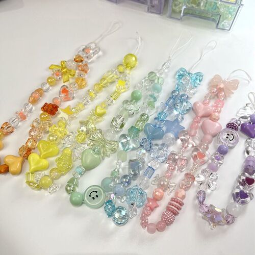 Cream glue accessories same color mixed beads mobile phone chain bracelet mixed braided beads jewelry accessories