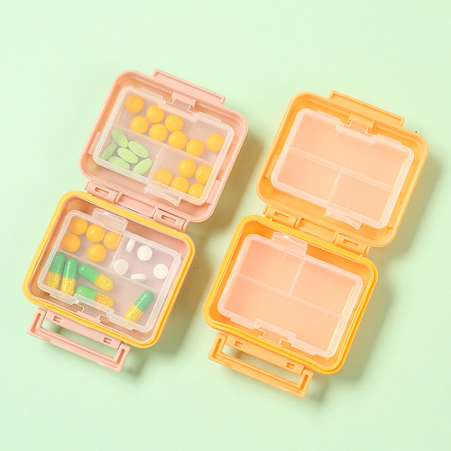 Double-layer six-compartment medicine box, independent inner box, portable sealed separated medicine travel storage box, moisture-proof health care box