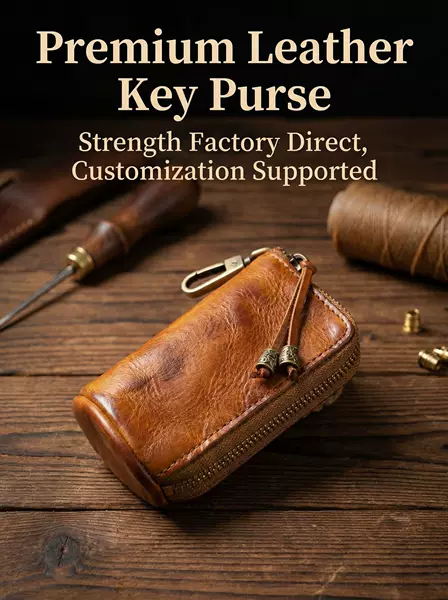 Cross-Border Supply Wallet Handmade First-Layer Vegetable-Tanned Cowhide Key Case for Men, Foreign Trade Car Key Case for Women, Aliexpress