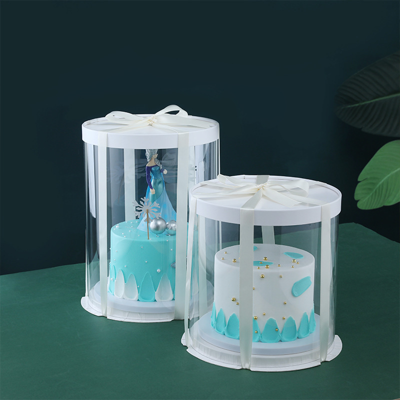 Caja de pastel de cumpleaños transparente 4 6 8 10-pulgadas de una sola capa de doble capa de tres capas de embalaje de caja para hornear portátil