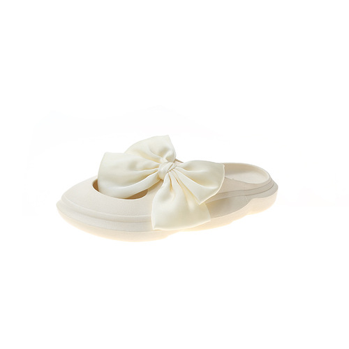 Cute Bowknot Clog Shoes Women's Summer Outdoor Wear Ins Style 2024 New Arrival Thick Sole Slip-On Closed-Toe Sandals