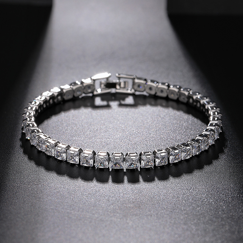 European and American cross-border colorful zircon single row diamond bracelet women's fashion imitation moissanite high-grade full diamond non-fading hand jewelry