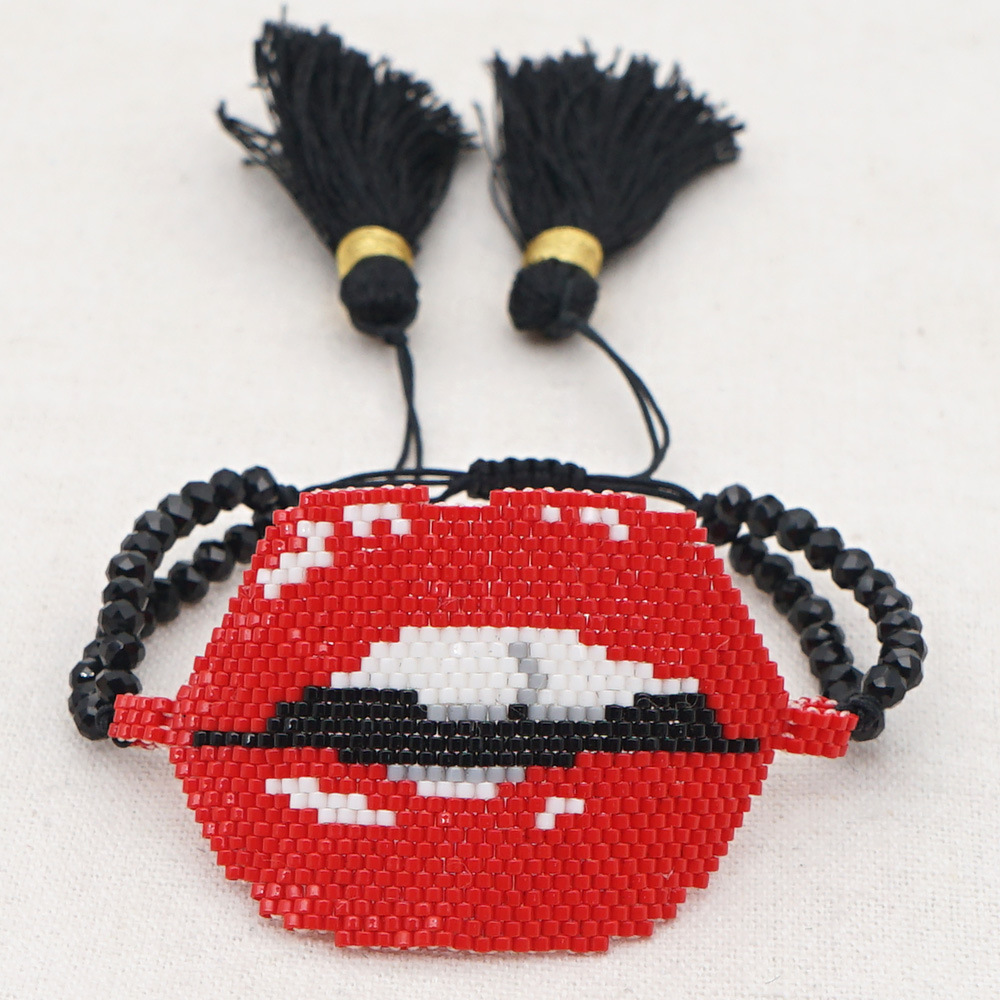 European And American Lips Tassel Bracelet Miyuki Beads Hand-woven Mouth Bracelet display picture 31
