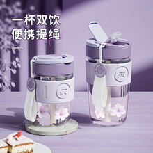跨境塑料吸管水杯家用儿童水壶办公室便携饮品泡茶大容量水杯批发