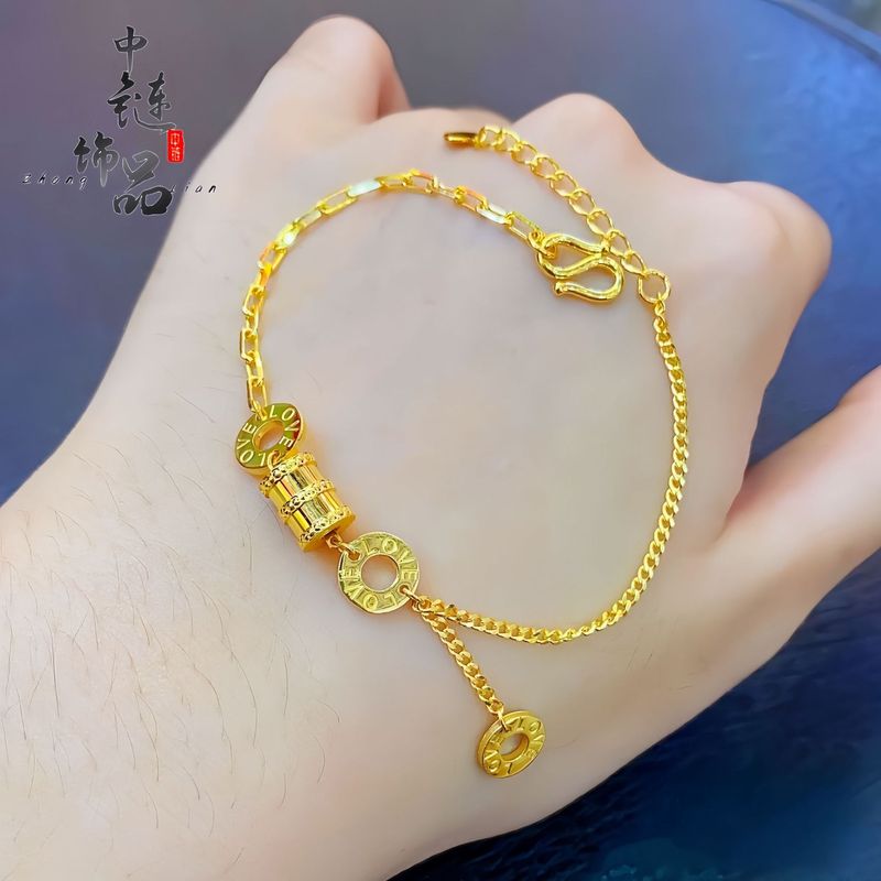 金店同モデルの高保色古法沙金爆閃小蛮腰ブレスレット女性シンプル気質ab双鎖光影ブレスレット|undefined