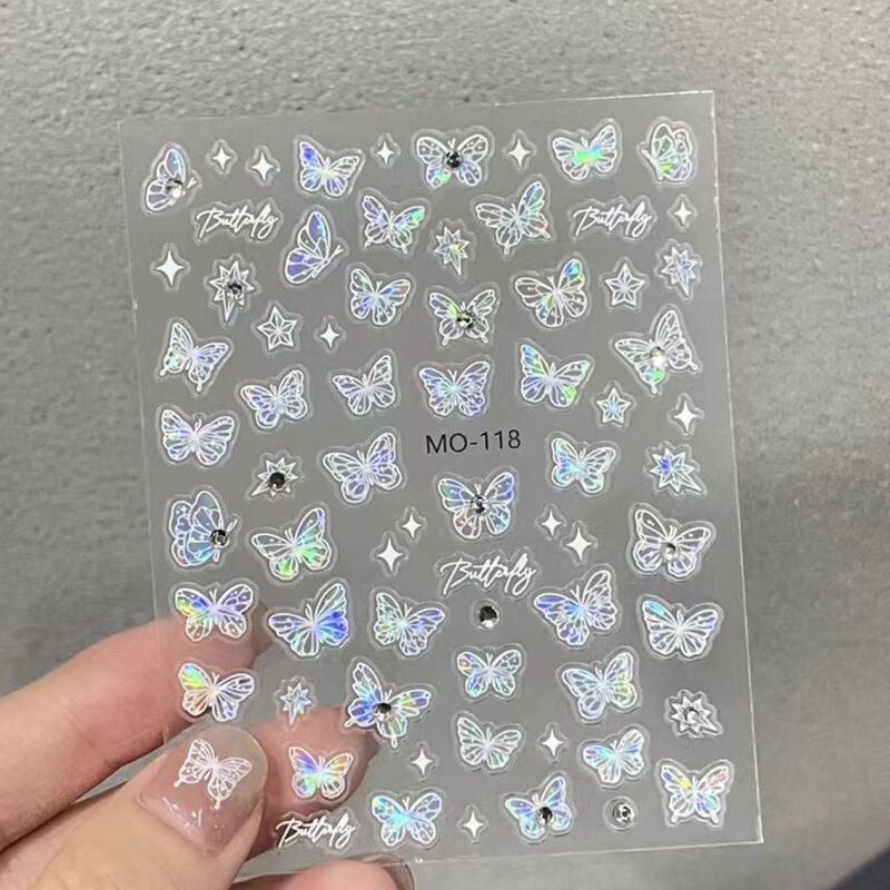 Laser Butterfly Nail Stickers, Holographic Iridescent Rhinestone Embellishments, Self-Adhesive, Y2K Sweet-Cool Style Nail Decoration Laser Butterfly Nail Stickers, Holographic Iridescent Rhinestone Embellishments, Self-Adhesive, Y2K Sweet-Cool Style Nail Decoration
