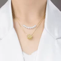 Уникальное дизайнерское двухслойное жемчужное ожерелье, цепочка на ключицу, аксессуар, модный легкий, роскошный, универсальный
