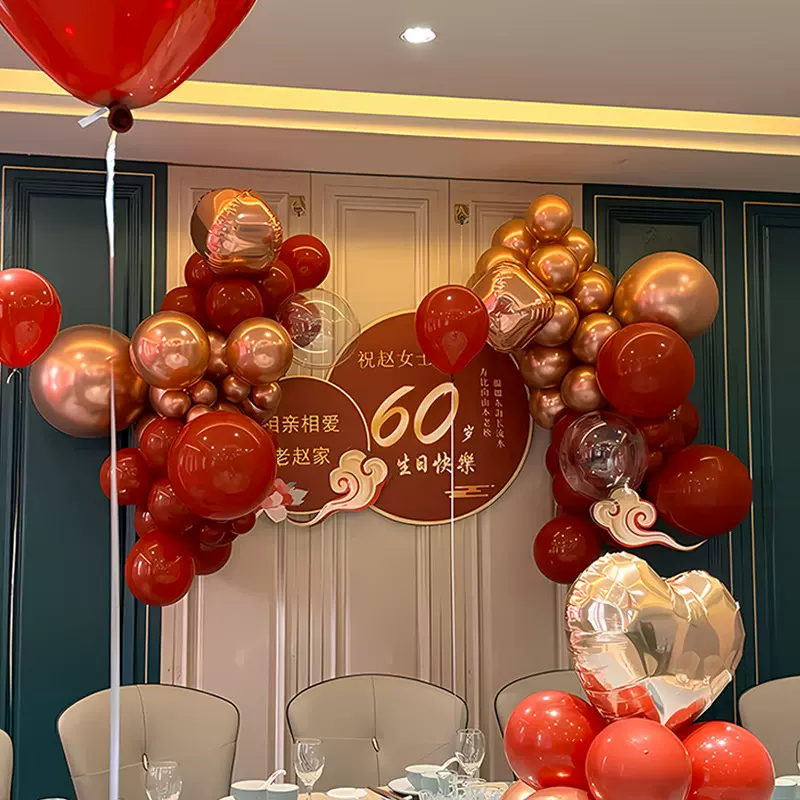 寿宴80装饰老人生日定制kt场景布置气球70爸妈饭店背景中式60大寿