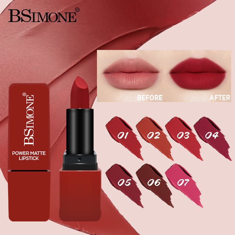 Lápiz labial mate transfronterizo, textura sedosa y difuminada, lápiz labial de larga duración a prueba de besos, productos de belleza populares, venta al por mayor multicolor. image 3