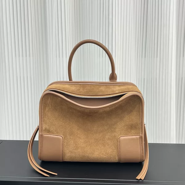 Celebrity-inspired Luojia classic Amazona180 bowling bag, vintage casual large-capacity frosted tote bag for women