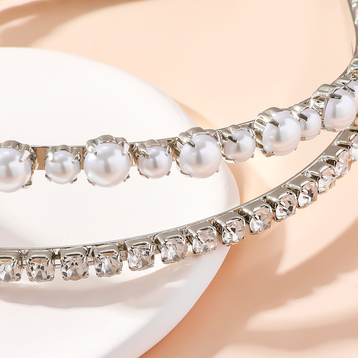 Europa y los Estados Unidos perlas red personalidad roja super brillante doble diamante cabeza de aro estilo coreano dulce perilla de cabello accesorios para el cabello