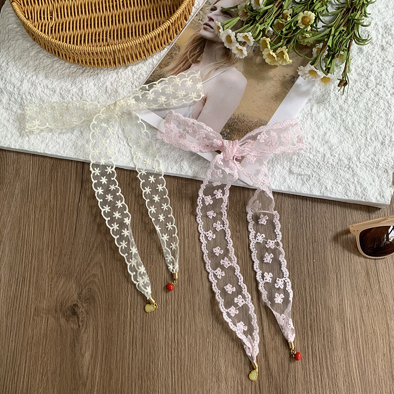 Nuevo colgante de moda de encaje de hadas trenzado correa de cabello flotante correa de cabello blanca correa de cabello universal temperamento correa de cabello hueco
