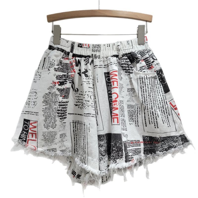 Pantalón Corto de Pierna Ancha Impreso para Mujer con Cintura Elástica