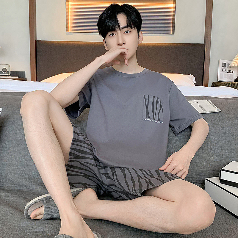 2024 nuevos pijamas para hombres, pantalones cortos finos de verano de manga corta, trajes de primavera y verano, ropa informal para el hogar