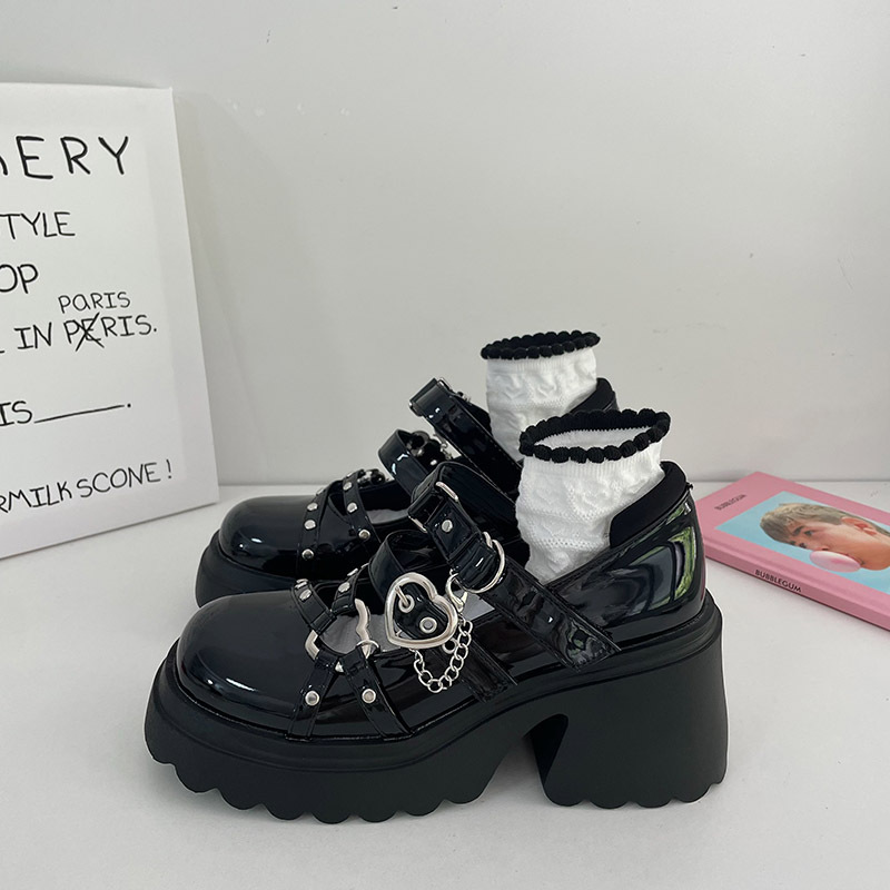 Rock Hot Girl Small High Heeled Punk Diablo JK Uniform Gothic Platform Small Leather Shoes LOLITA