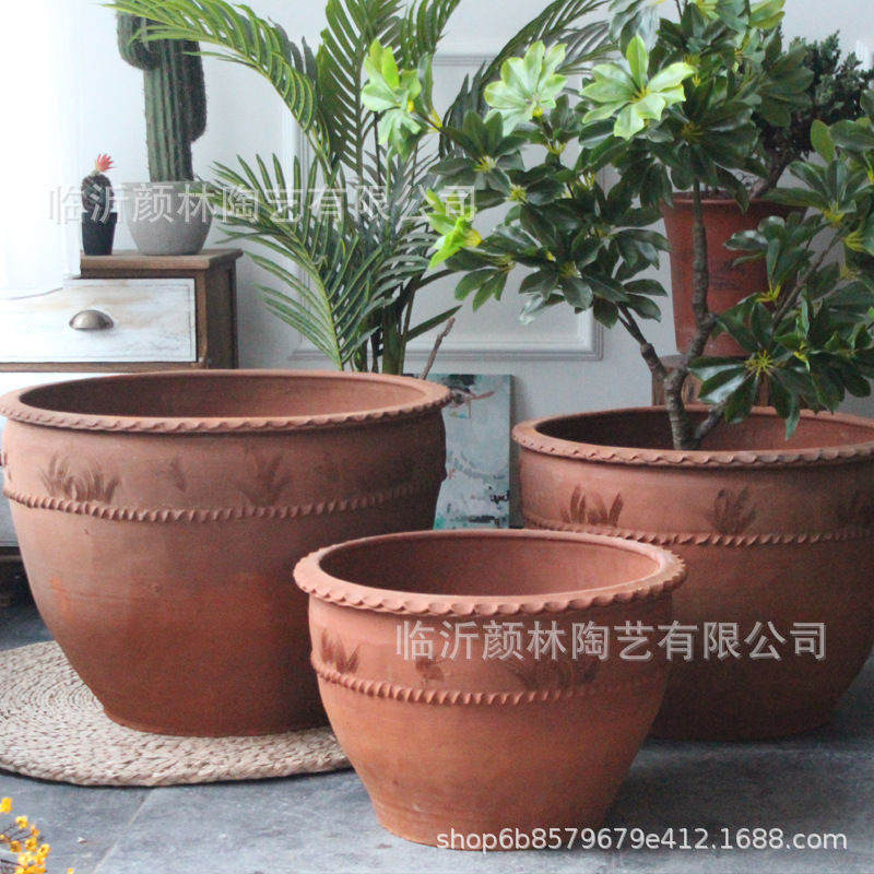 Jardín de terra de terra maceta gran maceta de lirio gran maceta naranja ventilada maceta antigua
