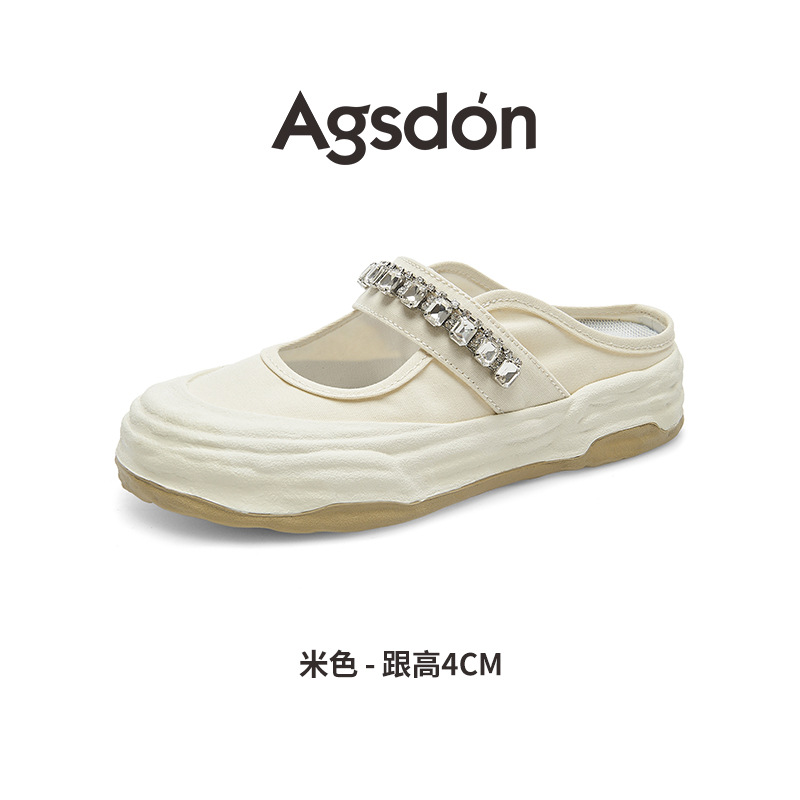 Augu Shiden Baotou, Sandalias de Lona con Suela Gruesa y Ligeras para Mujer, Primavera 2026