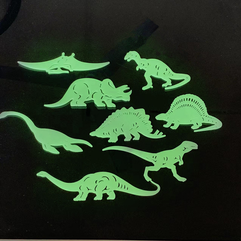 Imanes de dinosaurios que brillan en la oscuridad para refrigerador, pegatinas de animales para pared, juguetes transfronterizos, papel tapiz para habitación de niños y estudiantes, pegatinas fluorescentes de resina luminosa
