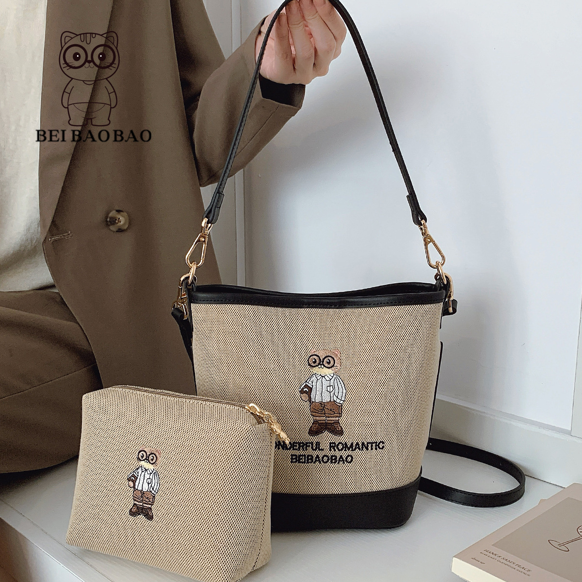 Borsa a spalla in tela alla moda per donna e bambina_voghion.com