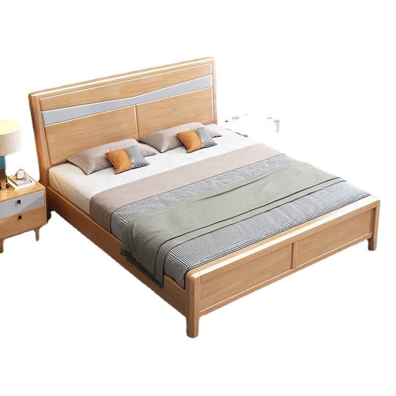 Cama de madera maciza 1,8 m dormitorio principal cama doble nórdico moderno minimalista 1,5 m cama individual apartamento pequeño cama de boda