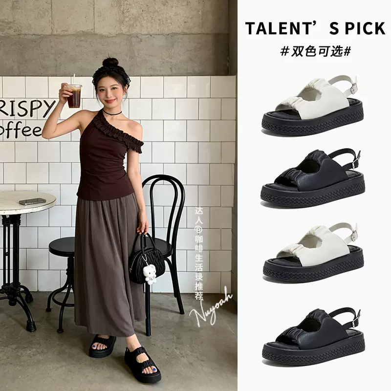 复古凉鞋女2026年夏季新款百搭休闲厚底小香女鞋不累脚罗马沙滩鞋