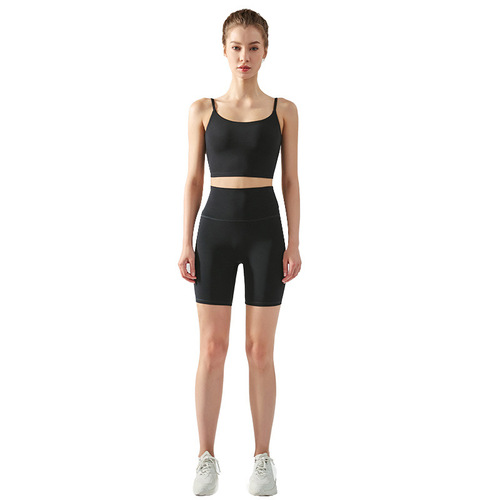Spring and summer sports bra, yoga vest, women's deep U beauty back sling, shockproof fitness top with chest pad fitness clothes