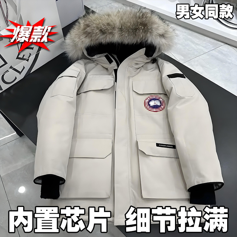 Putian Big Goose down Jacket 08 Expedition down Jacket Men's and Women's Couple Jacket Wolf Fur Collar Hooded Canadian Jacket