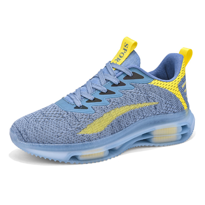 Zapatillas deportivas con superficie de malla tejida, amortiguación de aire de doble capa, transpirables y modernas, de estilo minimalista._voghion.com