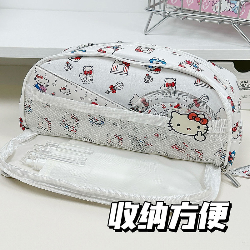 厨房kitty猫笔袋ins风高颜值大容量学生文具收纳袋双拉链多层铅笔|undefined