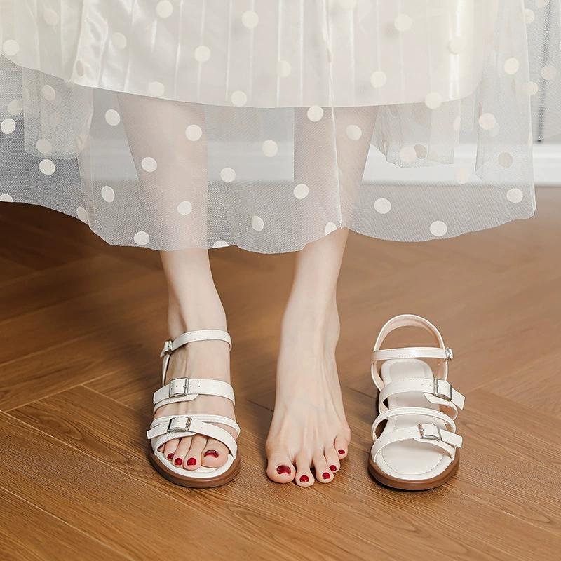 Женские летние босоножки в ретро стиле, британский дизайн, тонкий ремешок, пряжка, толстый каблук, открытый носок, римские сандалии.