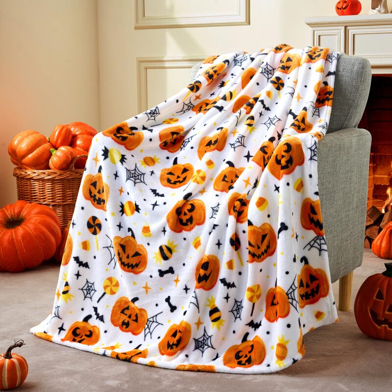 ハロウィーン毛布柔らかいぬいぐるみハロウィーン毛布クモの巣コウモリカボチャ毛布装飾アマゾン専用|undefined
