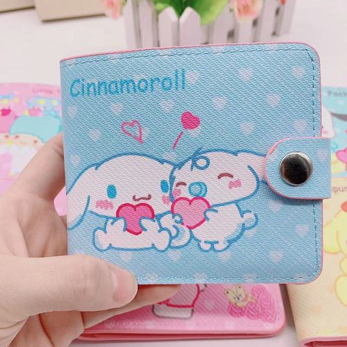 Cute Cartoon Sanrio PU Wallet Foldable Button Leather Wallet Kurumi Pachacotchi Dog Children's Super Cute Money Bag 