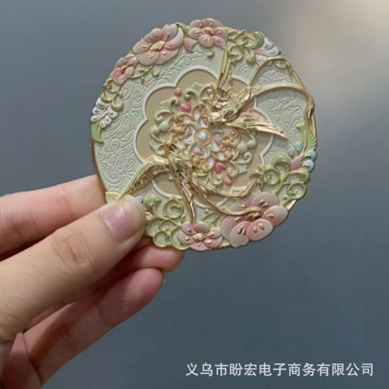新款西安博物馆文创云雀镜随身镜高颜值伴手礼便携云雀浮雕送礼物|undefined